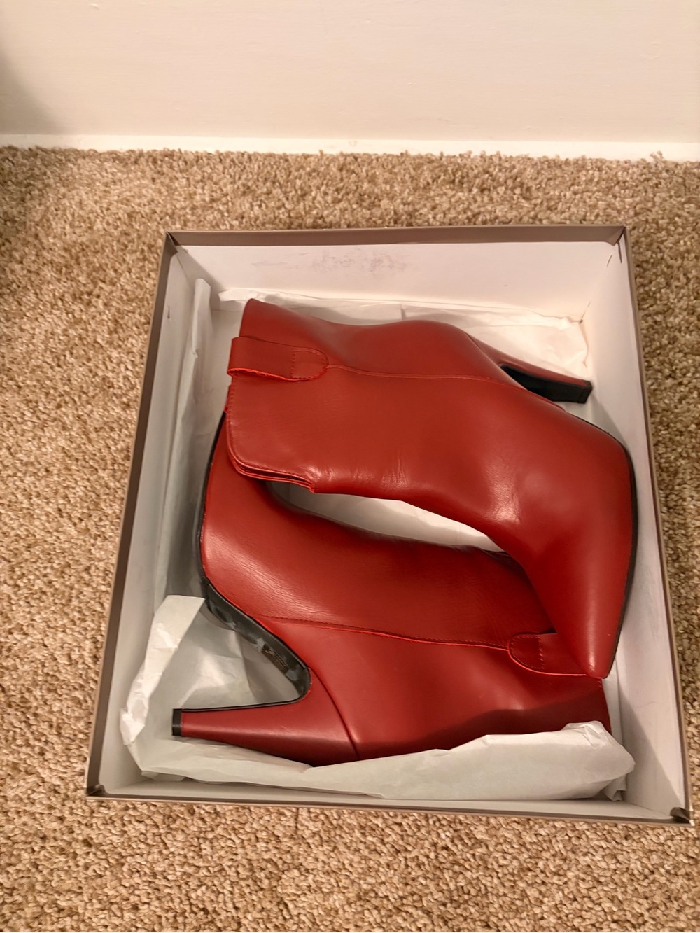 Women's Red Pointed-Toe Stiletto Ankle Booties